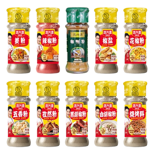 鸿兴源黑白胡椒粉家用孜然辣椒生姜五香椒盐花椒粉烧烤调料瓶撒料