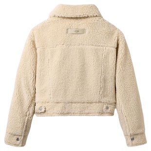 UGG秋季新款女士时尚舒适纯色翻领按扣休闲短款夹克外套 1171459