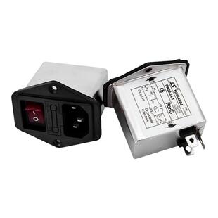 YUNSANDA电源滤波器CW2B-10A-T插座保险三合一插座红色带氖灯单相