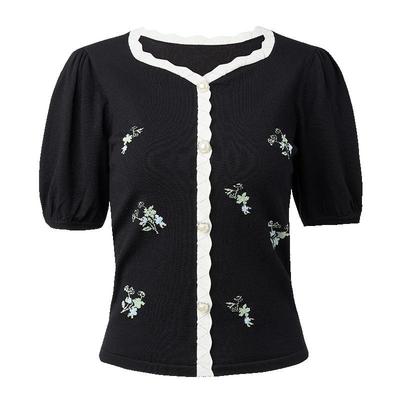 【SGPR】复古优雅感套头针织衫泡泡袖收腰通勤上衣秋