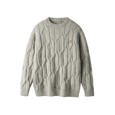 丛林老虎简约刺绣麻花针织衫男女