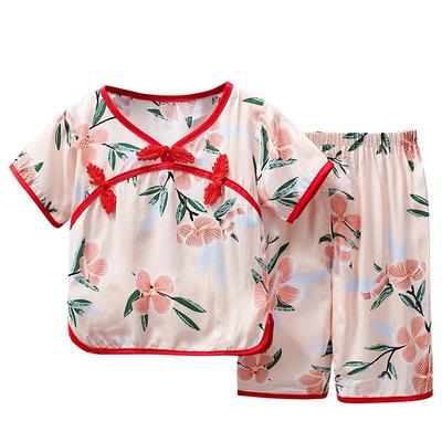 爱亲熊人造棉盘扣夏季家居服套装