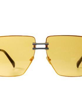 方形前卫无框中性炫彩反光墨镜