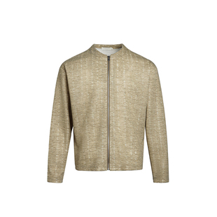 ESAT 仿麻感肌理针织圆领拉链贴身开衫