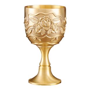 纯黄铜酒杯供奉关公财神爷酒盅高脚杯家用客厅摆件供水杯贡杯茶杯