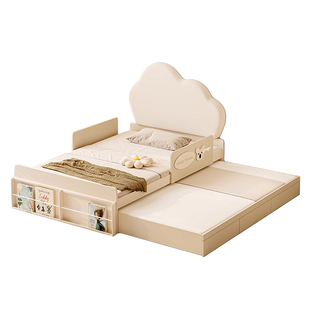 子母床拖拉床小户型儿童床带护栏储物双层可伸缩抽拉式蒙氏地台床