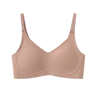 米图空气内衣春夏季薄款光面无痕无钢圈乳胶棉大胸显小少女文胸罩