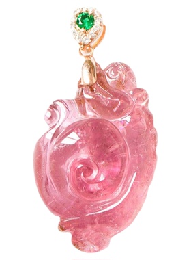 碧玺收藏级天然红西瓜电气石吊坠