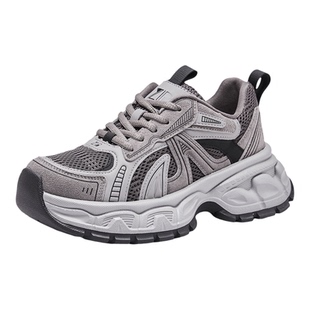 网红老爹鞋女ins潮2026新款真皮网面厚底增高运动休闲鞋潮流单鞋