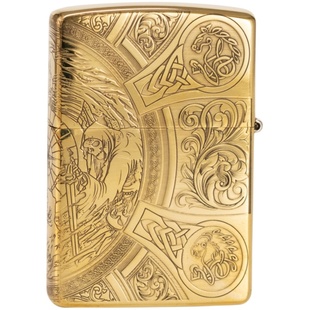 打火机zippo正版芝宝磨砂黄铜天启四骑士美国原装zppo男士煤油
