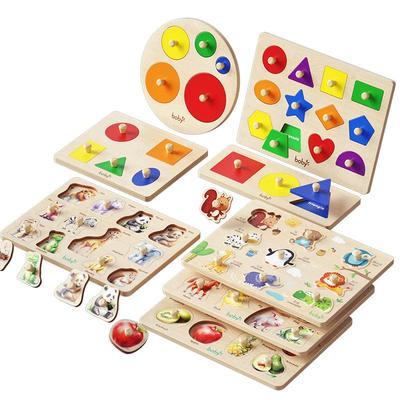 boby蒙氏早教婴幼儿手抓嵌板拼图