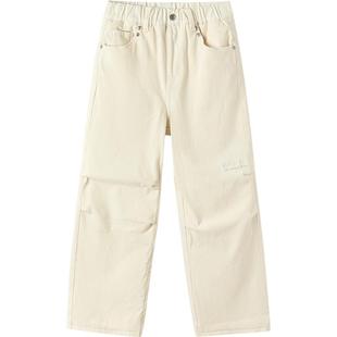 巴拉巴拉女童牛仔裤中大童加绒裤子冬季新款童装儿童白色直筒长裤