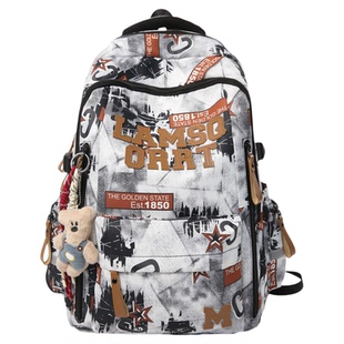 涂鸦小众书包女生初中生中学生减负护脊双肩包大学生电脑背包男款