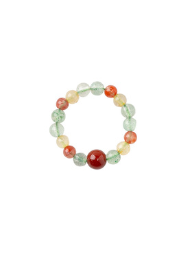 【多彩福缘】绿草莓晶金发晶南红戒指范李李财富热情三福指环圣诞