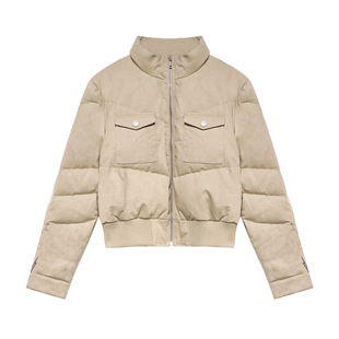 贰羊设计【亦禾】90白鸭绒短款加厚立领羽绒服女冬小个子收腰外套