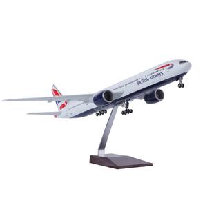 【带轮子带灯】仿真英航英国航空777客机飞机模型拼装礼物摆件