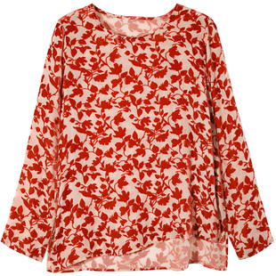 GESGOO原创设计红色丝绒上衣秋装女2025新款洋气别致小衫长袖衬衫