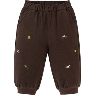 迷你巴拉女童宝宝长裤亲肤保暖内里加绒舒适甜美裤子冬季新款