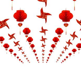 结婚院子装饰风车婚礼外景布置室外农村灯笼婚庆庭院拉花挂饰用品