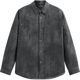 太平鸟男装 休闲衬衫2026春季新款色织花纱宽松男士时尚衬衫潮