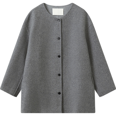 播时髦洋气灰色短款毛呢外套女秋冬宽松上衣DDS4AD5116
