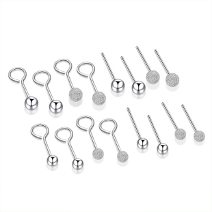 纯银耳钉女养耳洞 简约百搭足银999耳棒豆豆耳骨钉男耳环钉防过敏