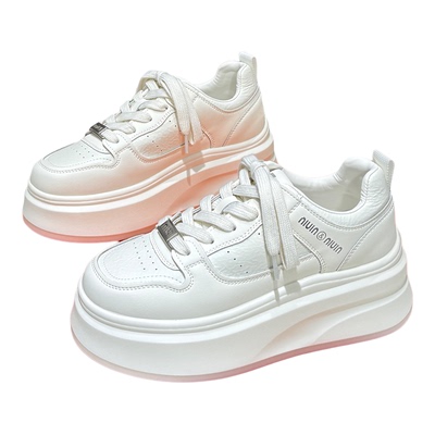 DANXD~丹行道真皮厚底增高小白鞋