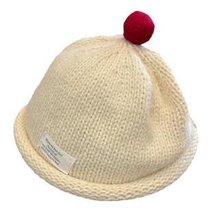 森系儿童帽子秋冬款针织瓜皮帽宝宝保暖奶嘴帽男女童地主毛线帽潮