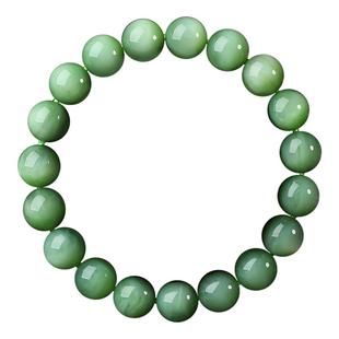 【孤品】春溪浮光·精品俄料粉绿猫眼碧玉手串手链和田玉饰品女