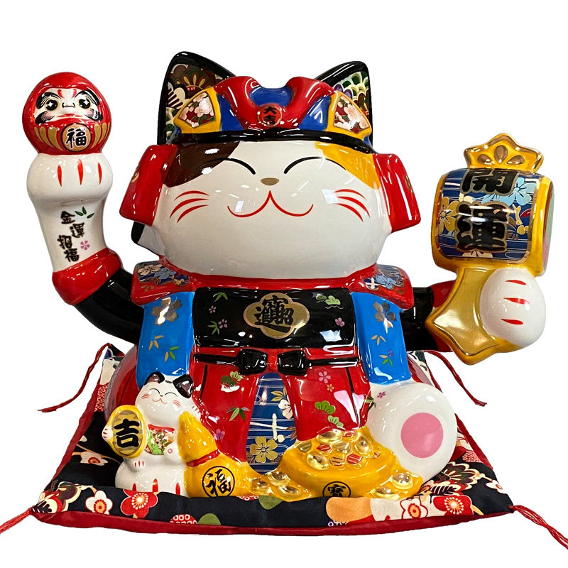 福缘猫开运武士招财猫装饰摆件