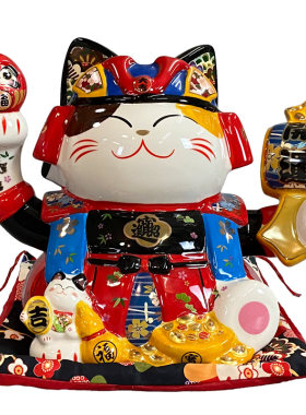 福缘猫开运武士招财猫装饰摆件