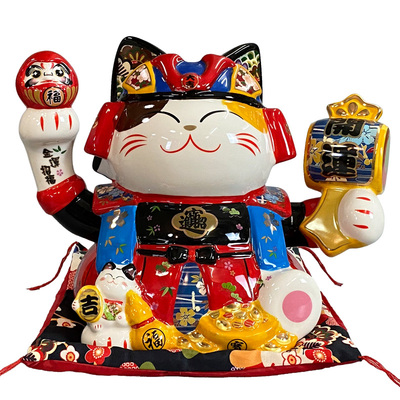 福缘猫开运武士招财猫装饰摆件