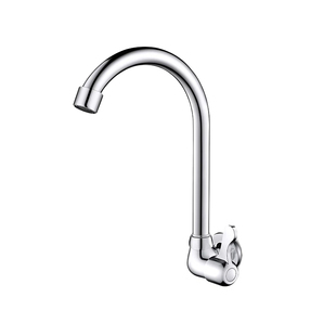 全铜入墙式水龙头厨房洗菜盆洗碗池单冷家用水槽万向旋转防溅水横