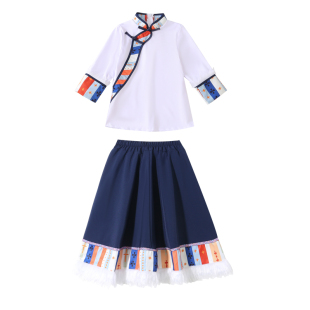 新款藏族舞蹈演出服女学生艺考练习练功服装少数民族表演成人藏服