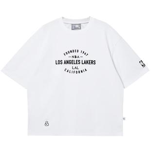 【NBA联名】杰克琼斯男装2025年秋湖人队篮球字母胶印短袖男款T恤