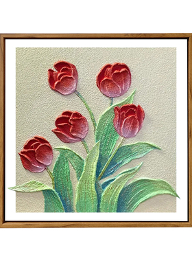 桃之夭夭白月光花卉新中式肌理画