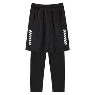 胖男童速干运动打底裤两件套跑步裤子青少年男孩宽松篮球裤训练裤