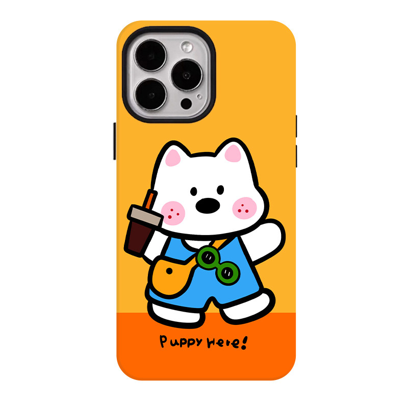 逛街小狗适用苹果18promax手机壳iphone17pro菲林磁吸支架华为P90小米15亲肤手感vivo防摔保护壳oppo荣耀