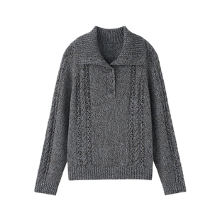 小禾【心心念念】山羊绒绵羊毛莱赛尔立领混色纺纱简约镂空针织衫