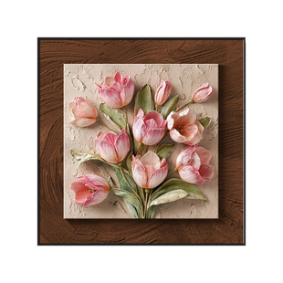 法式中古风餐厅装饰画复古高级感饭厅餐桌墙面挂画海景花卉壁画