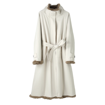 派克服女长款兔毛内胆皮草外套海宁2025年冬季皮毛一体宽松两面穿