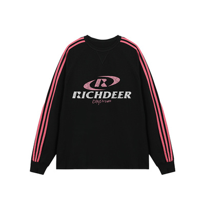 RICHDEER美式插肩袖纯棉长袖T恤