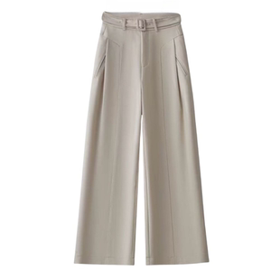 红色羊毛裤女2025冬季高腰阔腿裤呢子裤显瘦垂感休闲裤高级感长裤