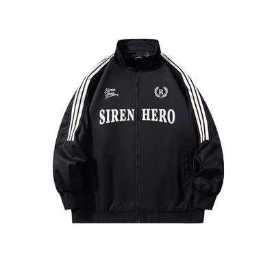 美式三杠条纹立领飞行员夹克外套