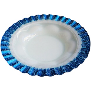 高端玻璃刺身盘海鲜姿造拼盘圆形大号星空蓝自助餐具水果盘凉菜盘