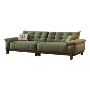 DDC北欧原木风云朵实木布艺沙发日式中古风家具小户型复古布沙发