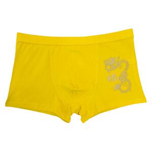 红樱嘴男士内裤黄色纯棉中国龙