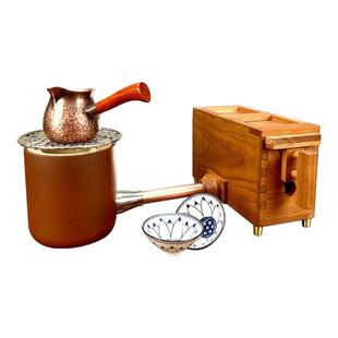 风箱围炉煮茶炭炉套装纯手工樱桃木老式迷你手拉小风箱紫铜罐茶壶