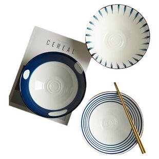 墨色日式釉下彩拉面碗家用大碗汤碗陶瓷大号汤面碗斗笠碗吃面条碗