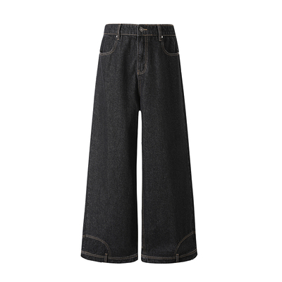 KREATE裤腰倒装阔腿直筒牛仔裤